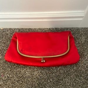 INGBER Red satin Small handbag purse fold over clutch VINTAGE